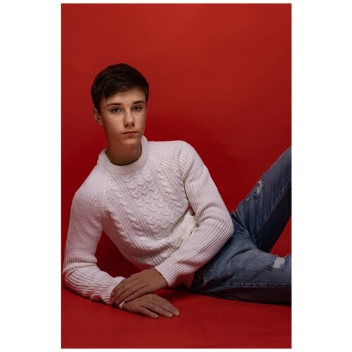 Джемпер Figo, длинный рукав, силуэт полуприлегающий, вязаный, размер M, белый