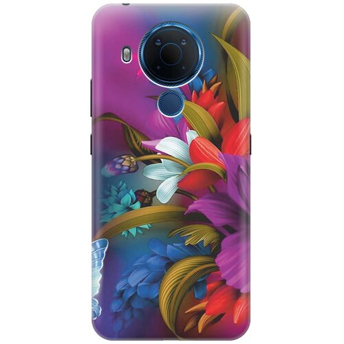 фото Ультратонкий силиконовый чехол-накладка для nokia 5.4 с принтом "фантастические цветы" gosso