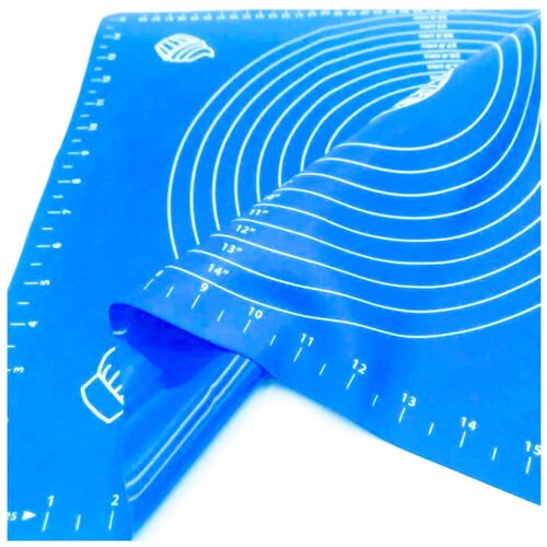 фото Профессиональный силиконовый коврик для выпечки и раскатки теста, с разметкой, синий, 70х70 см libra plast