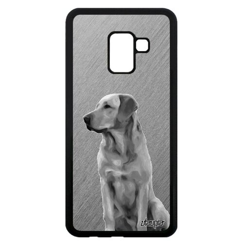 фото Противоударный чехол на смартфон // samsung galaxy a8 2018 // "лабрадор" собачий спасатель, utaupia, серый