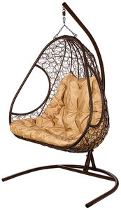 <b>Кресло</b> <b>подвесное</b> "Primavera", коричневое, со <b>стойкой</b>, коричневая подушка (чехол в подарок) Двухместн