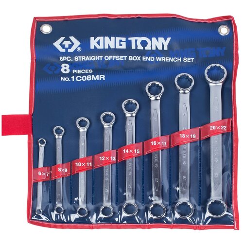 набор накидных ключей 6 22 мм 8 предметов king tony 1c08mr Набор накидных ключей, 6-22 мм 8 предметов KING TONY 1C08MR