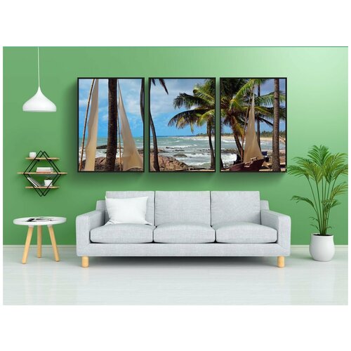 фото Набор модулных постеров для интерьера "бразилия, сальвадор-де-бахия, пляж" 60x90 см. в тубусе, без рамки lotsprints