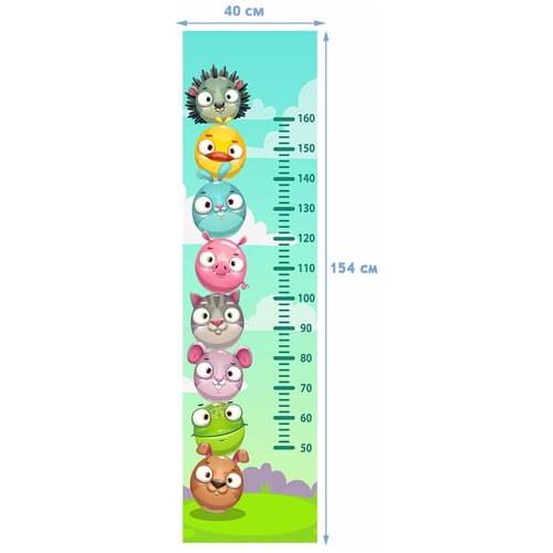 Ростомер наклейка на стену / Ростомер детский на стену / Линейка для измерения роста / Ростомер Fotooboikin 