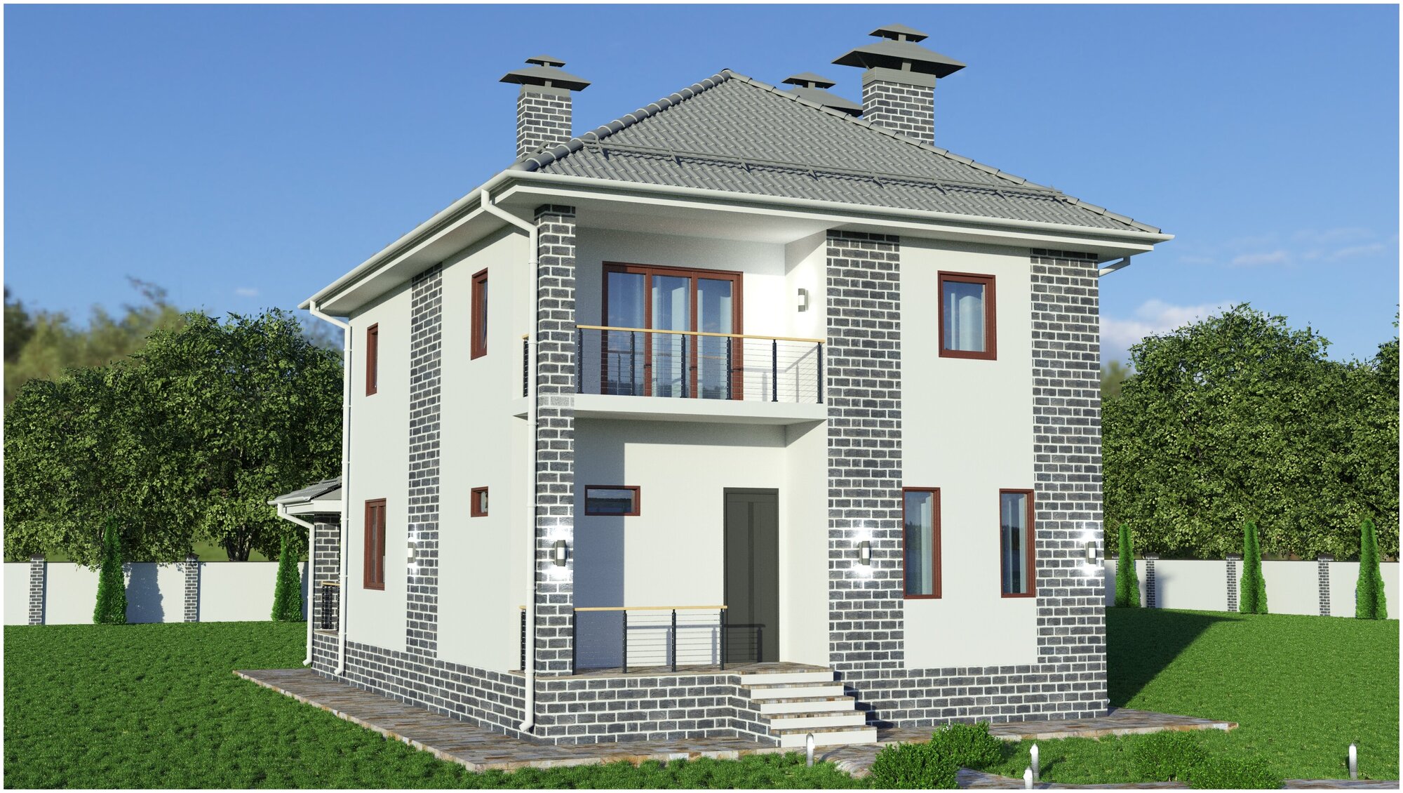 Проект жилого дома STROY-RZN 22-0036 (145,18 м2, 10,715*8,57 м, газобетонный блок 375 мм, декоративная штукатурка)