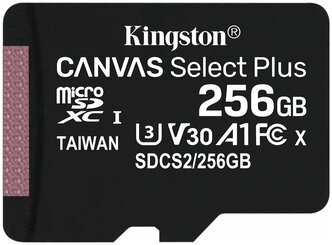 Карта памяти MicroSDXC 256GB Kingston Class 10 Canvas Select Plus A1 (100 Mb/s) без адаптера