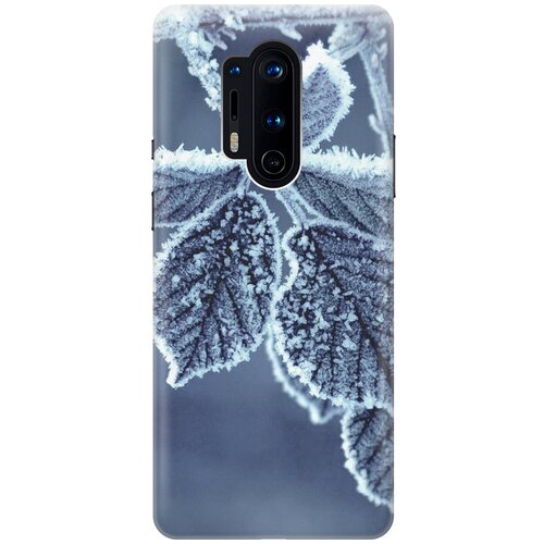 фото Силиконовый чехол на oneplus 8 pro / ванплюс 8 про с принтом "замерзшие листочки gosso