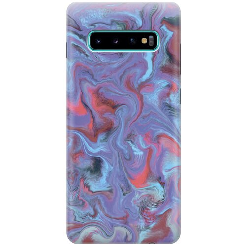 силиконовый чехол на samsung galaxy s10 самсунг с10 плюс с принтом красно синяя абстракция Силиконовый чехол Синяя абстракция на Samsung Galaxy S10+ / Самсунг С10 Плюс