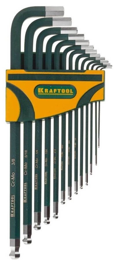 Набор имбусовых ключей INDUSTRIE SAE HEX0.05-3/8 13шт Kraftool 27444-H13