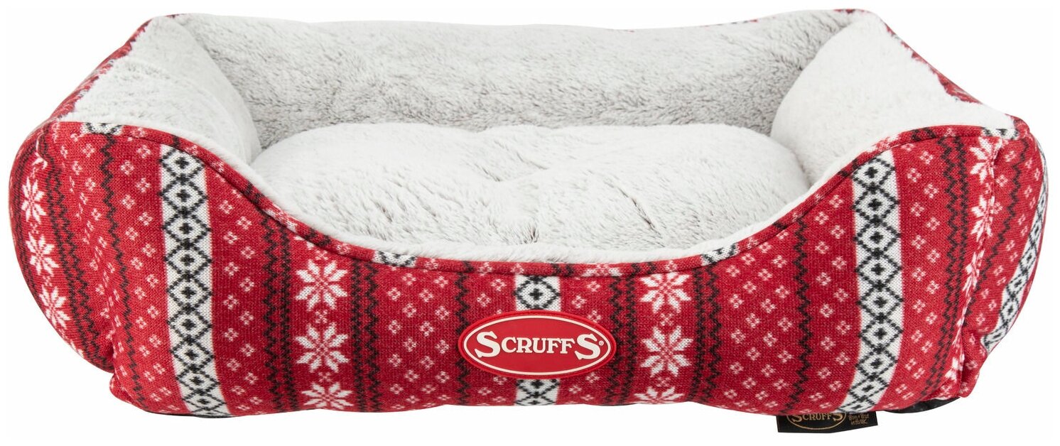 Лежак для животных с бортиками SCRUFFS "Santa Paws", бело-красный, 60x50 (Великобритания) - фотография № 2