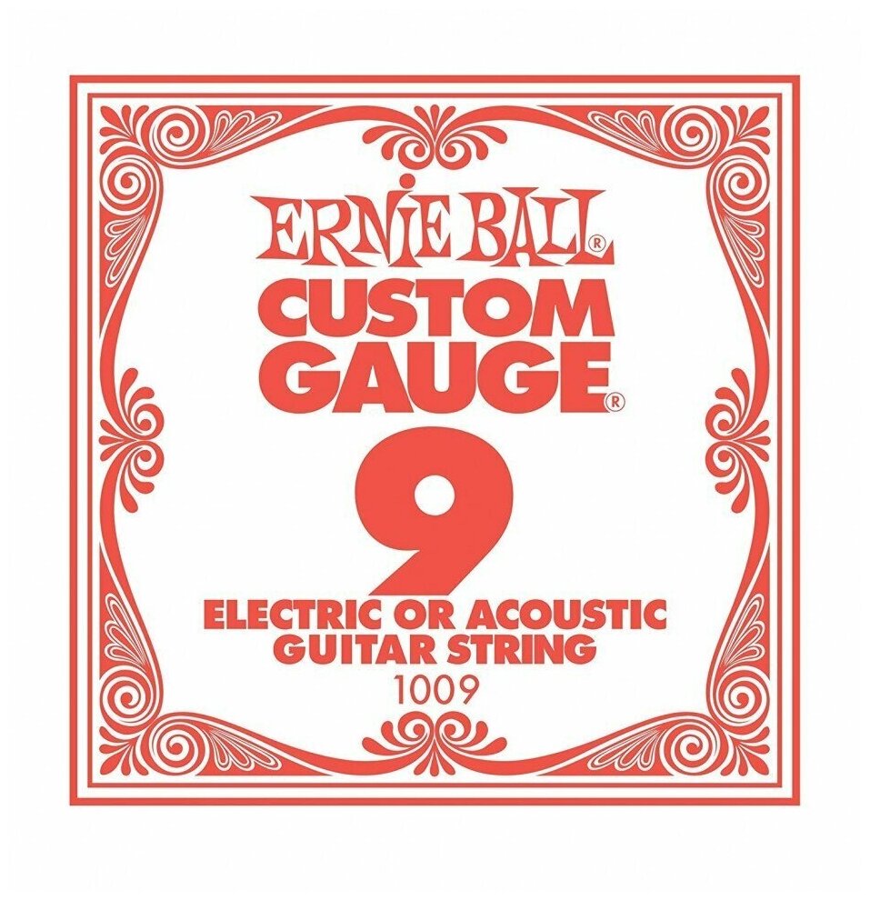 Струна для электро и акустической гитары одиночная 09 Ernie Ball 1009