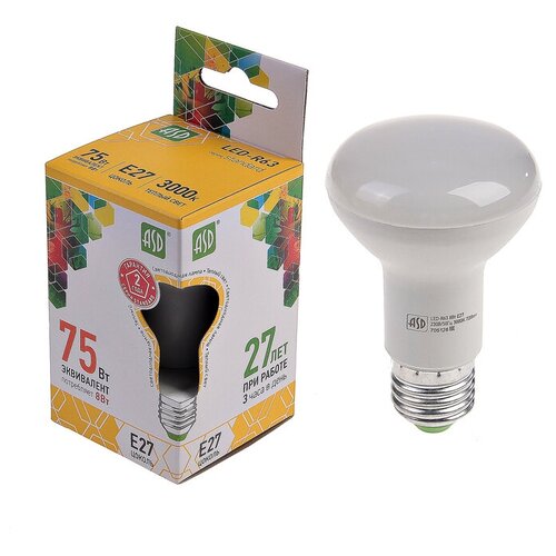 фото Asd лампа светодиодная направленного света asd led-r63-standard, е27, 8 вт, 3000 к, 720 лм