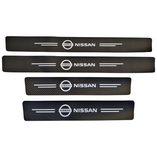 Универсальные защитные накладки на пороги NISSAN (липкая лента карбон) 4 шт. дл.60/40 см, шир. 7 см