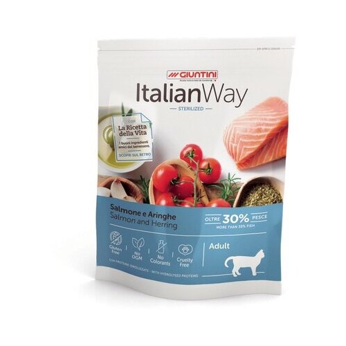 Italian Way Безглютеновый корм для стерилизованных кошек с лососем и сельдью (ITALIAN WAY STERILIZED SALMON/HERRINGS) GITWA06040, 0,400 кг (10 шт)