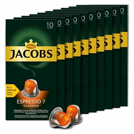 Кофе в алюминиевых капсулах JACOBS Espresso 7 Classico для кофемашин Nespresso, 10 порций ш/к 71176