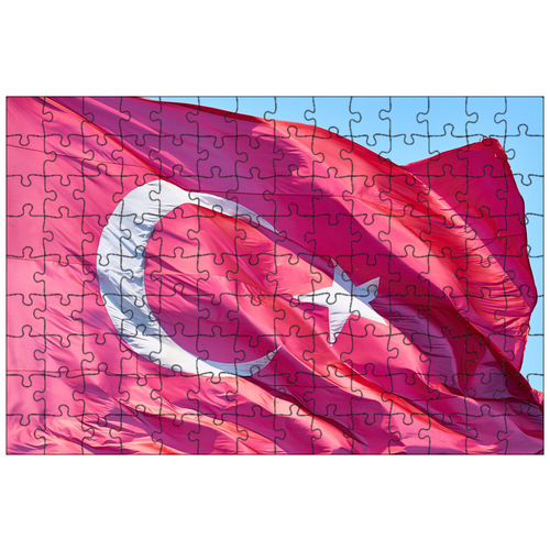 фото Магнитный пазл 27x18см."турция, турецкий, флаг" на холодильник lotsprints