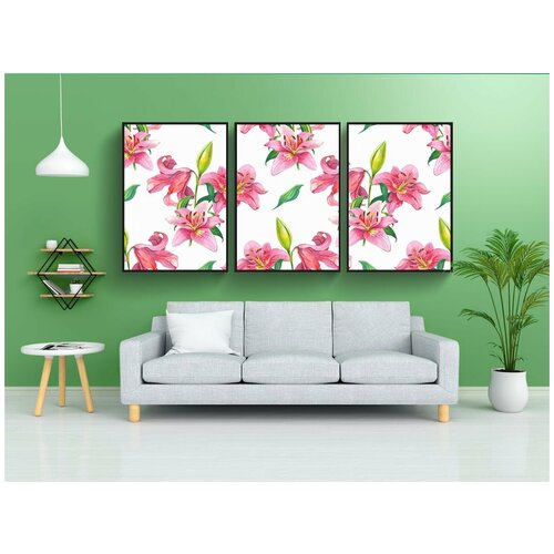 фото Набор модулных постеров для интерьера "цифровая бумага, цветочный, шаблон" 60x90 см. в тубусе, без рамки lotsprints