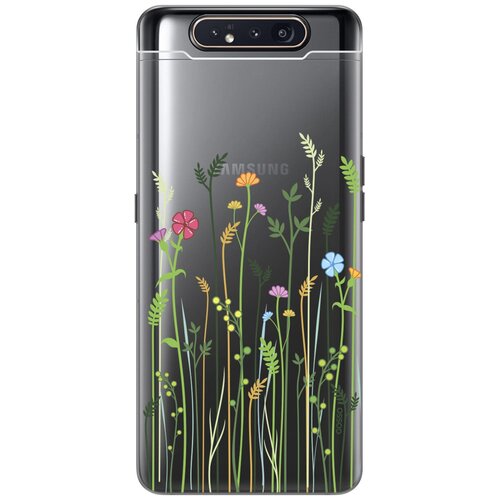 Ультратонкий силиконовый чехол-накладка Transparent для Samsung Galaxy A80 с 3D принтом Flowers & Fern ультратонкий силиконовый чехол накладка transparent для samsung galaxy a80 с 3d принтом butterflies and flowers