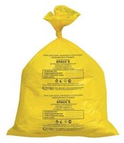 Пакеты для утилизации медицинских отходов, 33х30см - 6л класс Б (желтый) (5 упак по 100 шт) (500 шт/уп)
