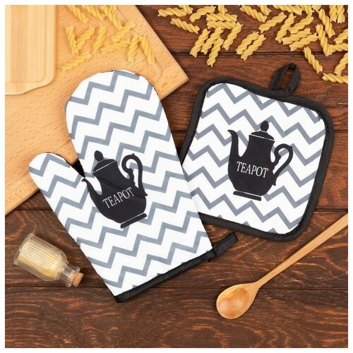 фото Кух. набор 2 пр. доляна "teapot", прих. 17*17 см, рукав. 26*16 см,100% п/э 5985588