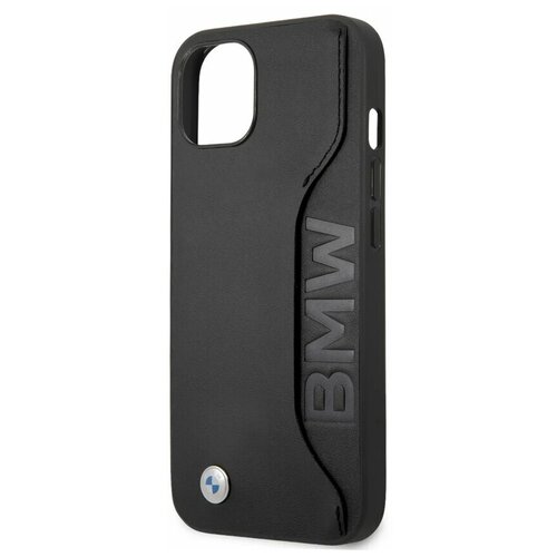 фото Bmw для iphone 13 чехол signature genuine leather with cardslot hard black