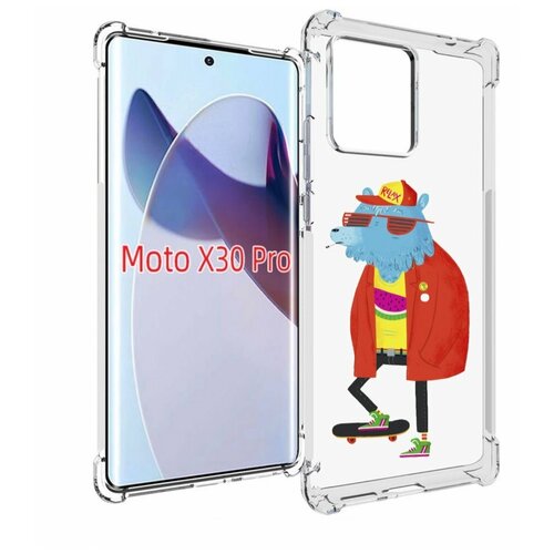 Чехол MyPads медведь на скейте для Motorola Moto X30 Pro задняя-панель-накладка-бампер