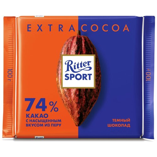 Ritter Sport Шоколад Ritter Sport горький с насыщенным вкусом из Перу 74%, 100г