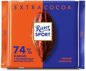 Шоколад Ritter Sport Extra Cocoa темный из Перу 74% какао, 100 г