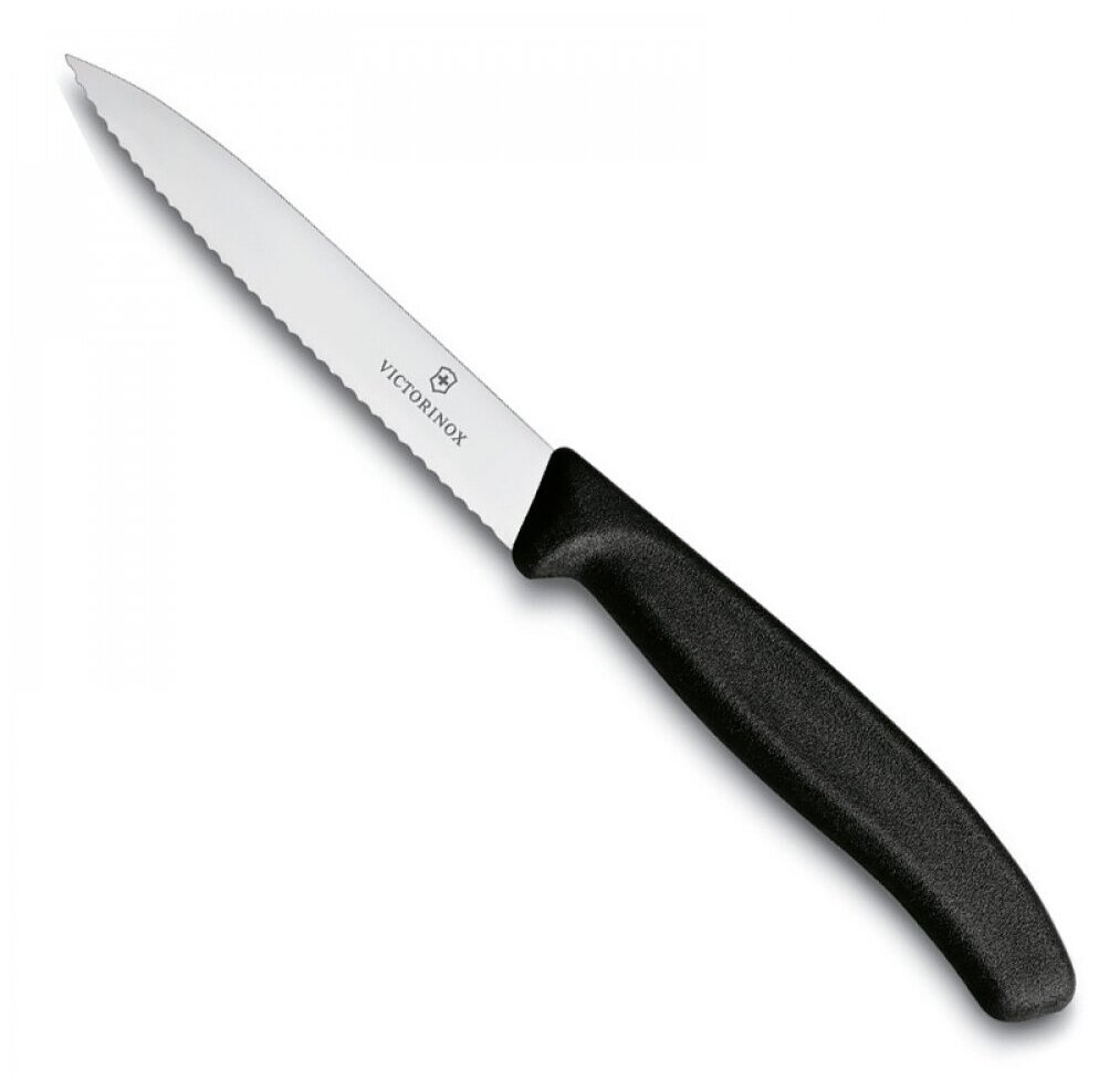 Victorinox Нож для очистки овощей, лезвие 10 см волнистое, черный, 6.7733