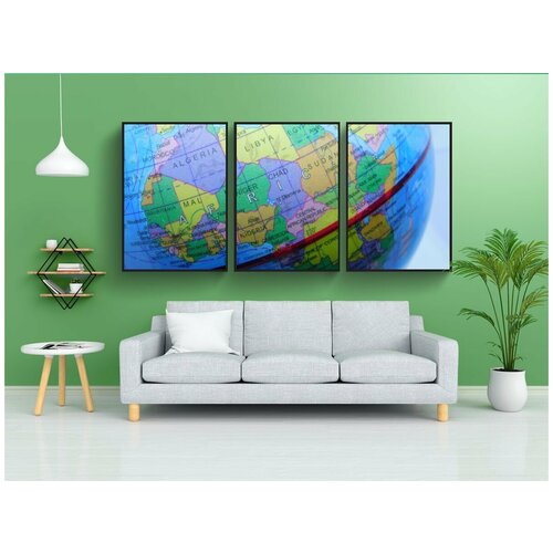 фото Набор модулных постеров для интерьера "глобус, карта, мир" 60x90 см. в тубусе, без рамки lotsprints