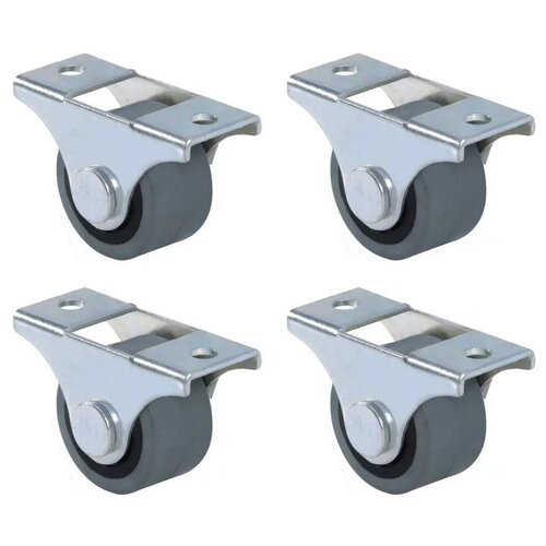 Ролик мебельный (опора колесная для диванов) неповоротный, D25 мм, 4 шт.