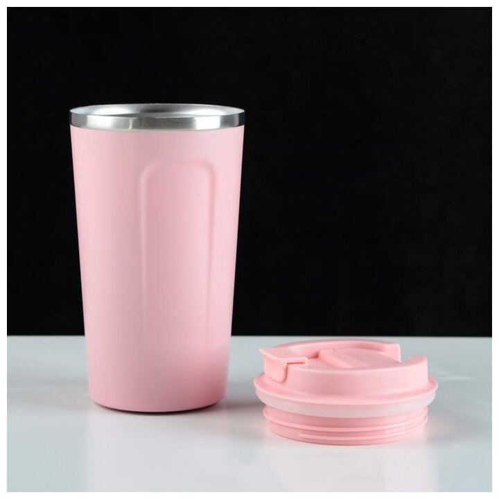 Термокружка для кофе, чая, напитков Мастер К, термостакан, сохраняет тепло 6 ч, цвет розовый, объем 500 мл - фотография № 2