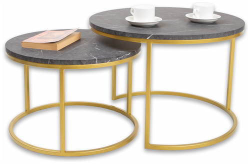 Журнальный столик Castle золото , мрамор черный 60х60х41 см.