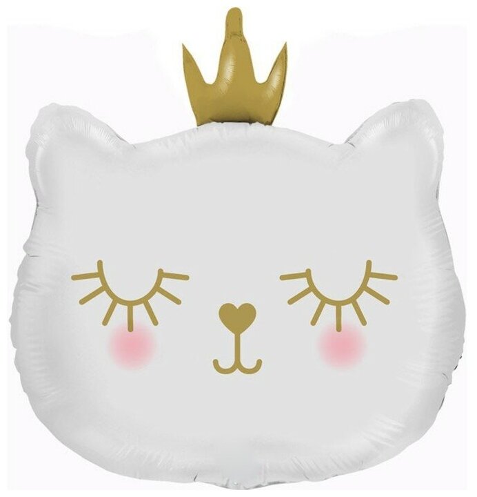 Шар фольгированный 14' «Котёнок-принцесса», мини-фигура, 1 шт, цвет белый