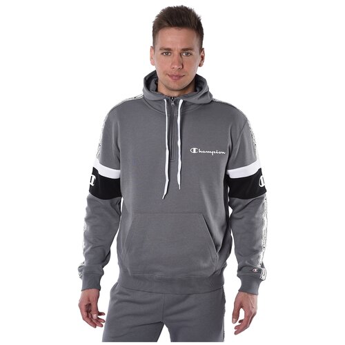 фото Half zip hooded sweatshirt, толстовка, (gpa/nbk/wht) серый/черный/белый, l champion