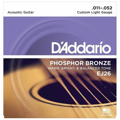 D`Addario Струны для акустической гитары D`Addario EJ26 PHOSPHOR BRONZE Custom Light 11-5