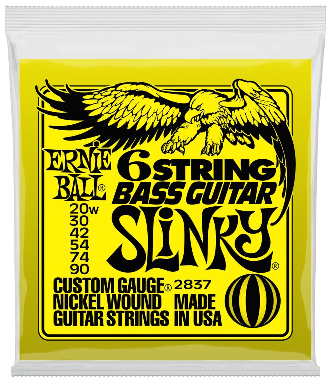 ERNIE BALL 2837 Nickel Wound 5/8 Scale Slinky 20-90 Струны для 6 струнной бас-гитары
