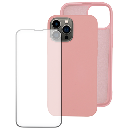 фото Комплект: чехол silicone case (без лого) + защитное стекло для apple iphone 13 pro max / айфон 13 про макс / накладка / бампер pduspb