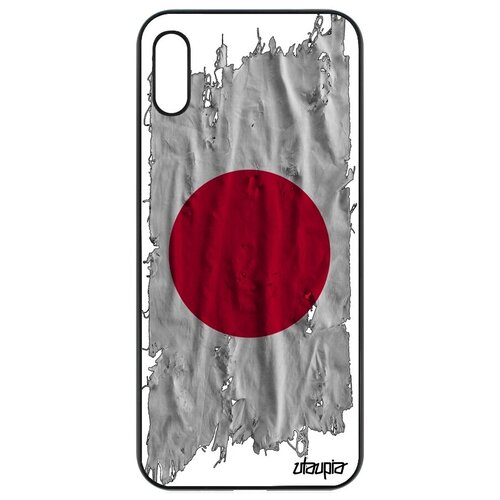 фото Защитный чехол на смартфон // honor 8a // "флаг японии на ткани" государственный стиль, utaupia, белый