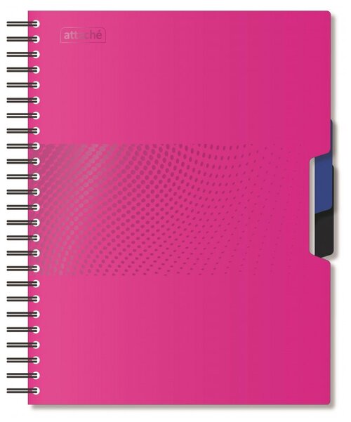 Бизнес-тетрадь Attache А5, 140 листов, клетка, спираль, пластиковая обложка, 2 разделителя, Digital, розовая (1059957)