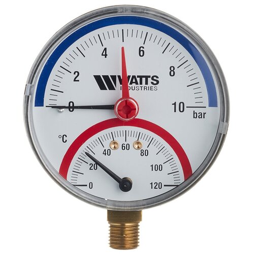 Термоманометр Watts (10025525) 1/2 НР(ш) радиальный 10 бар d80 мм 120 °С