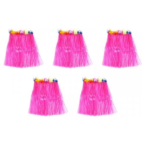 фото Гавайская юбка 60 см, цвет розовый (набор 5 шт.) happy pirate
