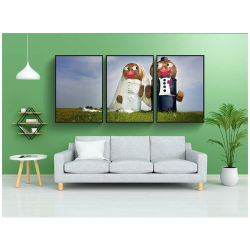 фото Набор модулных постеров для интерьера "свадьба, мало, соломенные куклы" 60x90 см. в тубусе, без рамки lotsprints