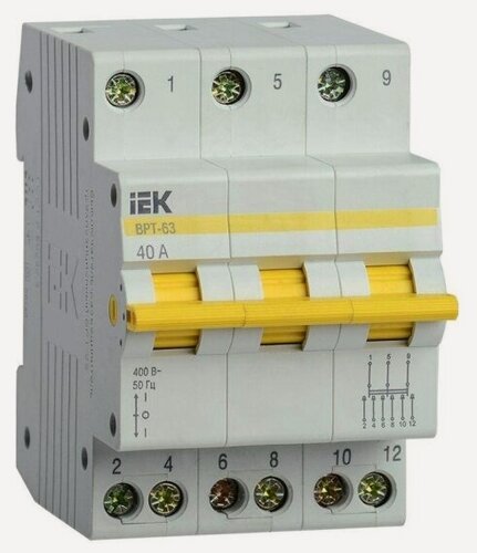 Изображение товара Выключатель-разъединитель трехпозиционный Iek 3п ВРТ-63 40А MPR10-3-040