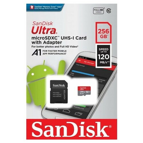фото Карта памяти microsd sandisk ultra 256gb uhs-i (sdsqua4-256g-gn6mn)