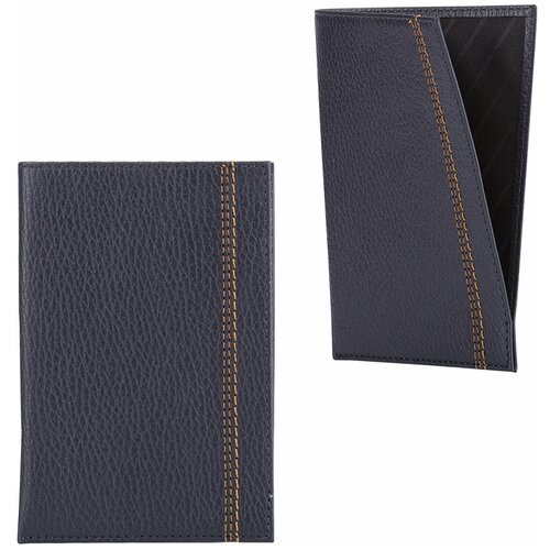 фото Обложка-чехол для паспорта fabula «brooklyn», натуральная кожа, контрастная отстрочка, синяя, o.70.br