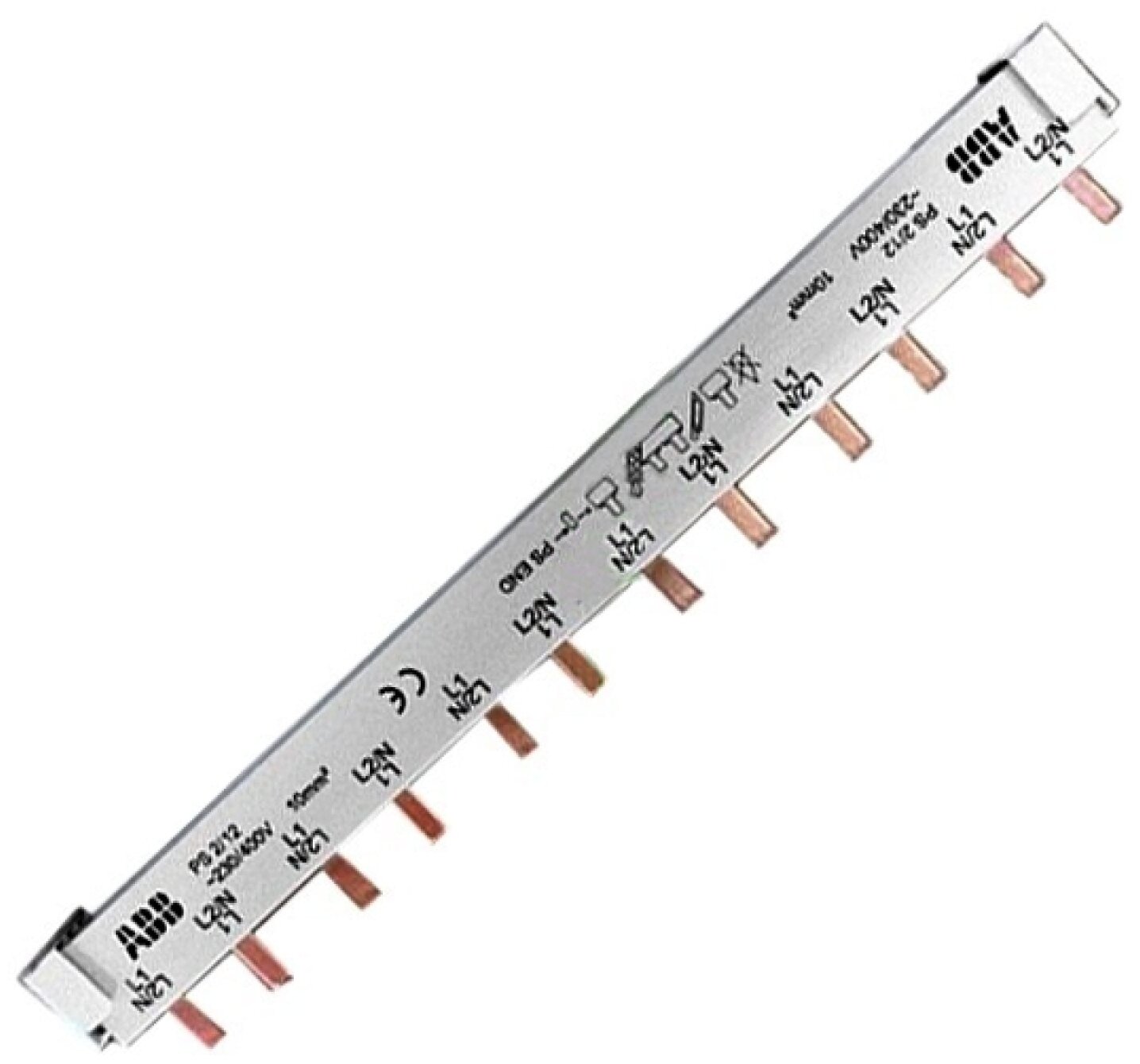 ABB PS 2/12 Шина-гребенка 2-x полюсная 12 модулей 10 мм2 63А-230/400V 2CDL220001R1012