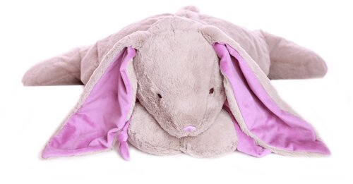Мягкая игрушка Lapkin Кролик серый 60 см с фиолетовым шарфом