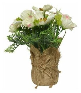 фото Kaemingk Искусственный букет Настурция в джутовом кашпо 27 см 803211