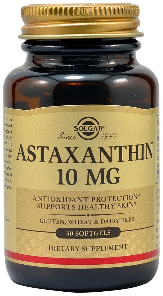 Капсулы SOLGAR Astaxanthin 10 мг, 110 г, 10 мг, 30 шт.
